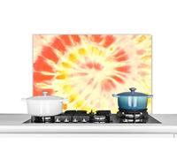 Credence Été - Tie dye - Rouge Fond de hotte 90x60 cm Credence aluminium Plaque inox de cuisine