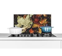 Credence Feuilles d'automne - Automne - Saisons - Nature Fond de hotte 60x30 cm Credence aluminium Plaque inox de cuisine