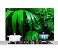 Credence Feuilles de palmier dans la jungle Fond de hotte 120x80 cm Credence aluminium Plaque inox de cuisine