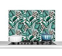 Credence Feuilles - Tropical - Jungle Fond de hotte 100x65 cm Credence aluminium Plaque inox de cuisine