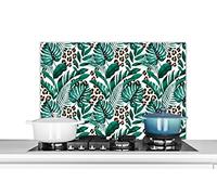 Credence Feuilles - Tropical - Jungle Fond de hotte 80x55 cm Credence aluminium Plaque inox de cuisine