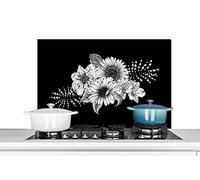 Credence Fleurs - Vintage - Flower power Fond de hotte 80x55 cm Credence aluminium Plaque inox de cuisine