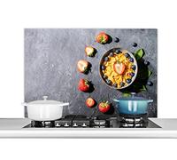 Credence Fraise - Cornflakes - Baies - Herbes Fond de hotte 100x65 cm Credence aluminium Plaque inox de cuisine