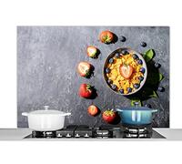 Credence Fraise - Cornflakes - Baies - Herbes Fond de hotte 120x80 cm Credence aluminium Plaque inox de cuisine
