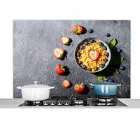 Credence Fraise - Cornflakes - Baies - Herbes Fond de hotte 120x80 cm Credence aluminium Plaque inox de cuisine