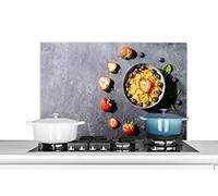 Credence Fraise - Cornflakes - Baies - Herbes Fond de hotte 80x55 cm Credence aluminium Plaque inox de cuisine
