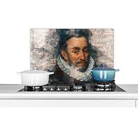 Credence Guillaume d'Orange - Adriaen Thomasz - Journaux Fond de hotte 60x40 cm Credence aluminium Plaque inox de cuisine