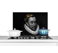 Credence Guillaume d'Orange - Adriaen Thomasz - Noir - Blanc Fond de hotte 60x40 cm Credence aluminium Plaque inox de cuisine