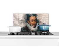 Credence Guillaume d'Orange - Aquarelle - Journal Fond de hotte 60x30 cm Credence aluminium Plaque inox de cuisine