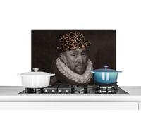 Credence Guillaume d'Orange - Chapeau - Impression panthère Fond de hotte 60x40 cm Credence aluminium Plaque inox de cuisine