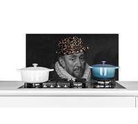 Credence Guillaume d'Orange - Imprimé panthère - Chapeau Fond de hotte 80x40 cm Credence aluminium Plaque inox de cuisine