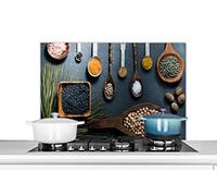 Credence Herbes - Cuillères - Épices - Cuisine Fond de hotte 90x60 cm Credence aluminium Plaque inox de cuisine