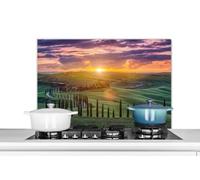 Credence Italie - Coucher de soleil - Toscane Fond de hotte 90x60 cm Credence aluminium Plaque inox de cuisine