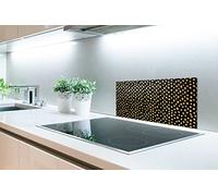 Credence Jaune ocre - Noir - Points - Motifs Fond de hotte 60x30 cm Credence aluminium Plaque inox de cuisine