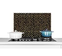Credence Jaune ocre - Noir - Points - Motifs Fond de hotte 60x40 cm Credence aluminium Plaque inox de cuisine