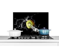 Credence Kiwi - Fruit - Nature morte - Eau - Noir Fond de hotte 70x50 cm Credence aluminium Plaque inox de cuisine