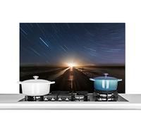 Credence La route parmi les étoiles filantes Fond de hotte 100x65 cm Credence aluminium Plaque inox de cuisine