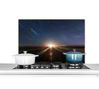 Credence La route parmi les étoiles filantes Fond de hotte 80x55 cm Credence aluminium Plaque inox de cuisine
