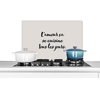 Credence l'amour ça se cuisine tous les jours - Proverbes - Cuisine - Citations Fond de hotte 70x50 cm Credence aluminium Plaque inox de cuisine