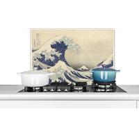 Credence Le grand golfe de Kanagawa - Peinture de Katsushika Hokusai Fond de hotte 70x50 cm Credence aluminium Plaque inox de cuisine