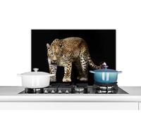 Credence Léopard - Sauvage - Noir Fond de hotte 70x50 cm Credence aluminium Plaque inox de cuisine