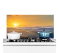Credence Lever de soleil en Toscane Fond de hotte 70x30 cm Credence aluminium Plaque inox de cuisine