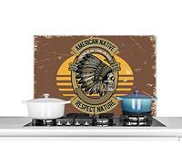 Credence Mancave - topiaire indienne - crâne - vintage Fond de hotte 90x60 cm Credence aluminium Plaque inox de cuisine