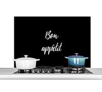 Credence Mangez de bon cœur - Citations - Proverbes - Bon appétit - Alimentation Fond de hotte 100x65 cm Credence aluminium Plaque inox de cuisine