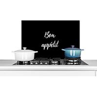 Credence Mangez de bon cœur - Citations - Proverbes - Bon appétit - Alimentation Fond de hotte 70x50 cm Credence aluminium Plaque inox de cuisine