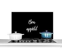 Credence Mangez de bon cœur - Citations - Proverbes - Bon appétit - Alimentation Fond de hotte 90x60 cm Credence aluminium Plaque inox de cuisine