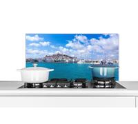 Credence Marina à Ibiza Fond de hotte 90x45 cm Credence aluminium Plaque inox de cuisine