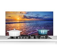 Credence Mer - Plage - Coucher de soleil - Nuages - Horizon Fond de hotte 120x60 cm Credence aluminium Plaque inox de cuisine