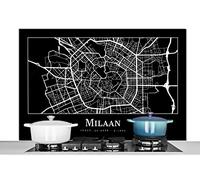Credence Milan - Carte - Plan de ville Fond de hotte 120x80 cm Credence aluminium Plaque inox de cuisine