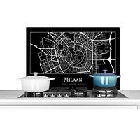 Credence Milan - Carte - Plan de ville Fond de hotte 90x60 cm Credence aluminium Plaque inox de cuisine