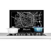 Credence Milan - Carte - Plan de ville Fond de hotte 90x60 cm Credence aluminium Plaque inox de cuisine