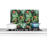 Credence Monstera - Jungle - Feuilles Fond de hotte 60x40 cm Credence aluminium Plaque inox de cuisine