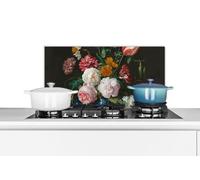 Credence Nature morte avec des fleurs dans un vase en verre - Peinture de Jan Davidsz. de Heem Fond de hotte 60x30 cm Credence aluminium Plaque inox de cuisine