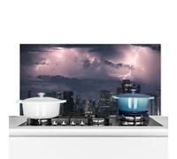 Credence Orage sur Bangkok Fond de hotte 60x30 cm Credence aluminium Plaque inox de cuisine