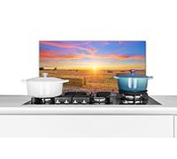 Credence Paille - Soleil - Ciel - Paysage Fond de hotte 70x30 cm Credence aluminium Plaque inox de cuisine