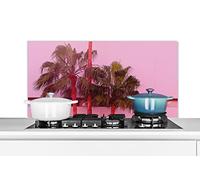 Credence Palm - Poster de jardin - Rose Fond de hotte 100x50 cm Credence aluminium Plaque inox de cuisine