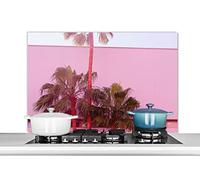 Credence Palm - Poster de jardin - Rose Fond de hotte 100x65 cm Credence aluminium Plaque inox de cuisine
