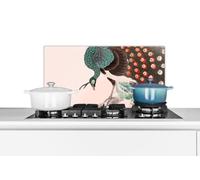 Credence Paon - Plumes - Japonais - Vintage Fond de hotte 60x30 cm Credence aluminium Plaque inox de cuisine