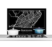 Credence Plan de ville - Barcelone - Carte Fond de hotte 100x65 cm Credence aluminium Plaque inox de cuisine