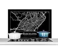 Credence Plan de ville - Barcelone - Carte Fond de hotte 100x65 cm Credence aluminium Plaque inox de cuisine