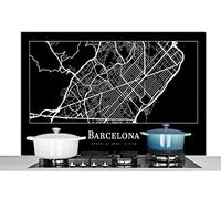 Credence Plan de ville - Barcelone - Carte Fond de hotte 120x80 cm Credence aluminium Plaque inox de cuisine