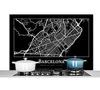 Credence Plan de ville - Barcelone - Carte Fond de hotte 120x80 cm Credence aluminium Plaque inox de cuisine