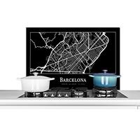 Credence Plan de ville - Barcelone - Carte Fond de hotte 90x60 cm Credence aluminium Plaque inox de cuisine
