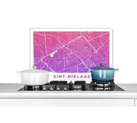 Credence Plan de ville - Belgique - Saint-Nicolas - Violet Fond de hotte 70x50 cm Credence aluminium Plaque inox de cuisine