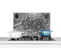 Credence Plan de ville - Bergen op Zoom - Noir et blanc Fond de hotte 60x40 cm Credence aluminium Plaque inox de cuisine