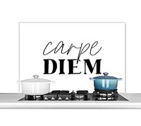 Credence Proverbes - Carpe diem - Saisis le jour - Citations Fond de hotte 100x65 cm Credence aluminium Plaque inox de cuisine